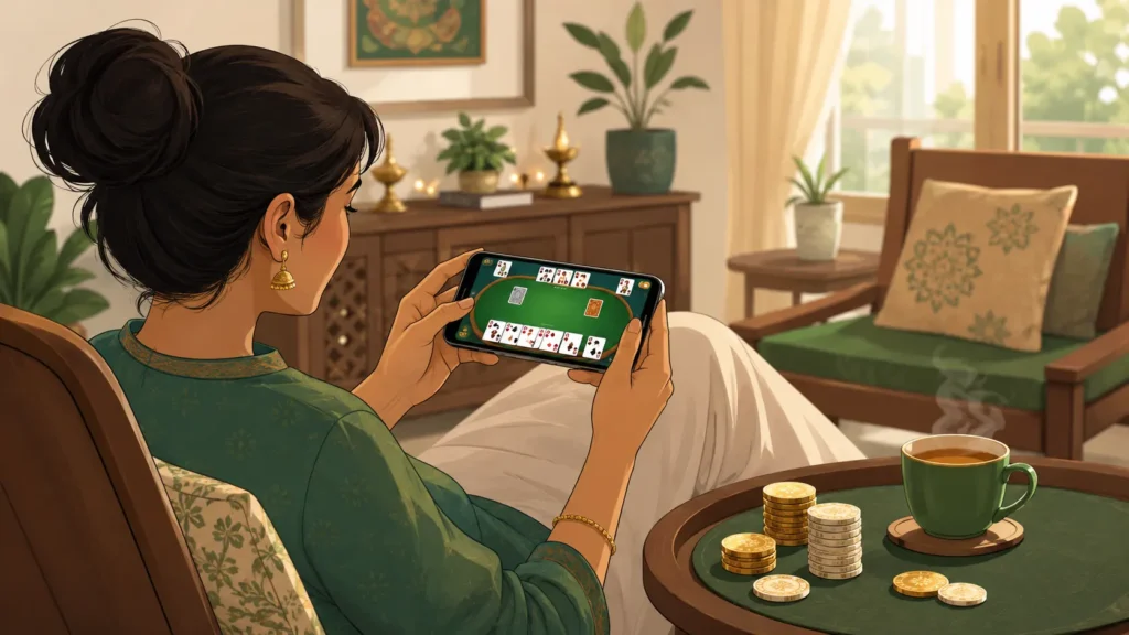 Learning to play rummy online free at home on a mobile phone